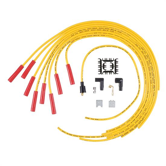 ACCEL 5040Y Super Stock Ferro-Sprical Race Wire Set, 8MM, Yellow