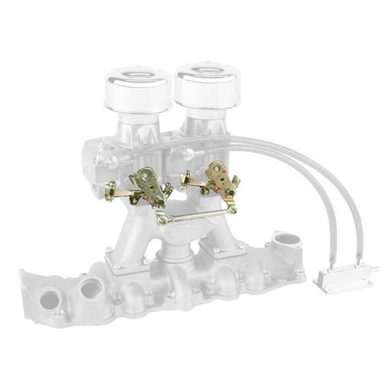 Two Demon 98s on an Eddie Meyer Intake Linkage Kit Only 1949-53 Ford