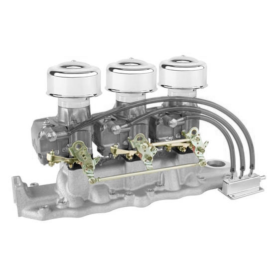 Three Demon 98s on an Edelbrock Intake Linkage Kit