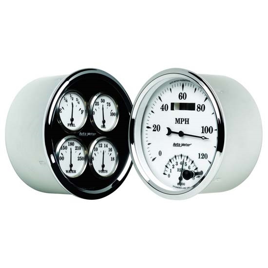 Auto Meter 1203 Old-Tyme White II Air-Core Quad Gauge Set, 5 Inch