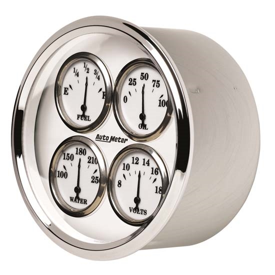 Auto Meter 1213 Old-Tyme White II Air-Core Quad Gauge, 5 Inch
