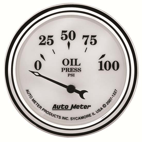 Auto Meter 1227 Old-Tyme White II Air-Core Oil Pressure Gauge