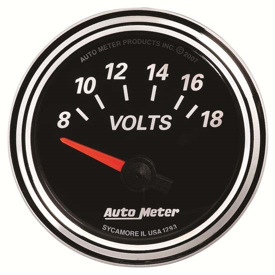 Auto Meter 1293 Designer Black II Air-Core Voltmeter Gauge