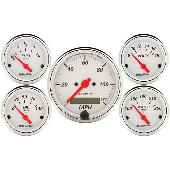 AutoMeter 1302 Arctic White 5 Piece Gauge Kit