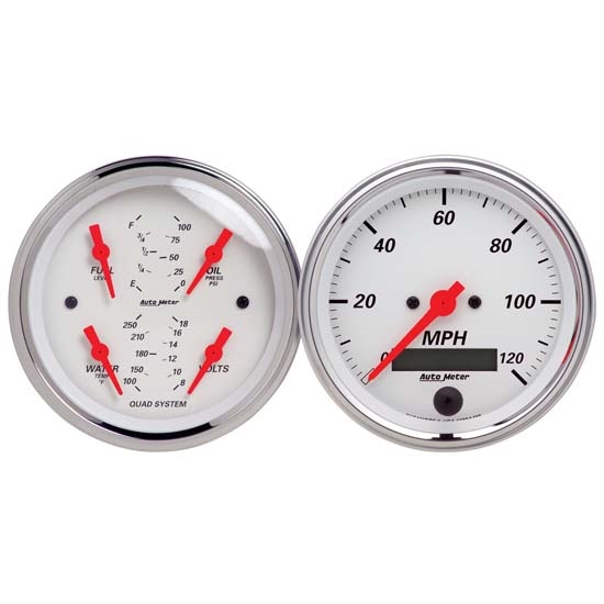 Auto Meter 1308 Arctic White Air-Core 2 Piece Gauge Kit