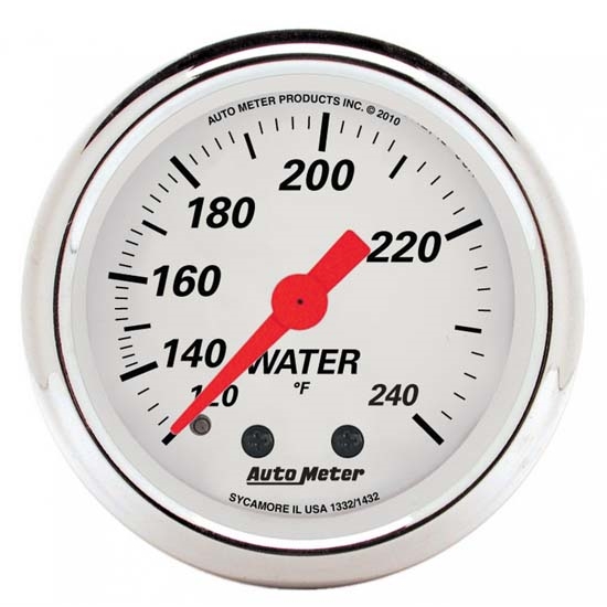 Auto Meter 1332 Arctic White Mechanical Water Temperature Gauge