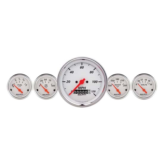 Auto Meter 1340 Arctic White 5 Piece Gauge Kit