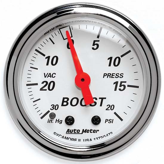 Auto Meter 1372 Arctic White Mechanical Boost/Vacuum Gauge