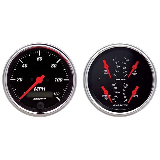 Auto Meter 1408 Designer Black Air-Core 2 Piece Gauge Kit, 3-3/8 Inch