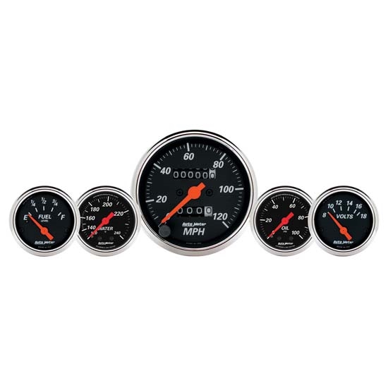 Auto Meter 1411 Designer Black 5 Piece Gauge Kit
