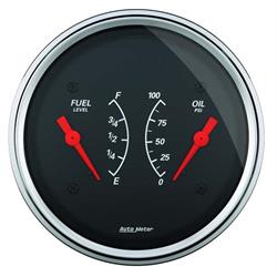 AutoMeter 1413 Designer Black Air-Core Dual Gauge, 3-3/8 Inch