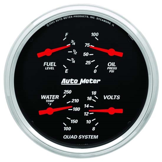 Auto Meter 1419 Designer Black Air-Core Quad Gauge, 5 Inch