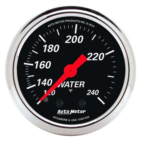 Auto Meter 1432 Designer Black Mechanical Water Temperature Gauge