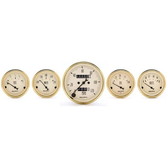 Auto Meter 1501 Golden Oldies 5 Piece Gauge Kit, Mechanical Speedo