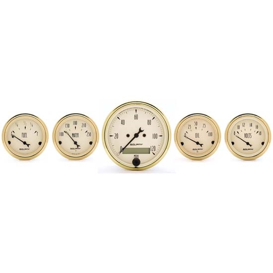 Auto Meter 1502 Golden Oldies 5 Piece Gauge Kit, Electric Speedometer