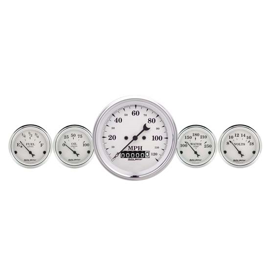 Auto Meter 1600 Old-Tyme White Air-Core 2 Piece Gauge Kit