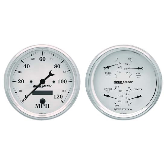 Auto Meter 1603 Old-Tyme White Air-Core 2 Piece Gauge Kit, 5 Inch