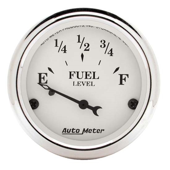 Auto Meter 1605 Old-Tyme White Air-Core Fuel Level Gauge, 2-1/16 Inch