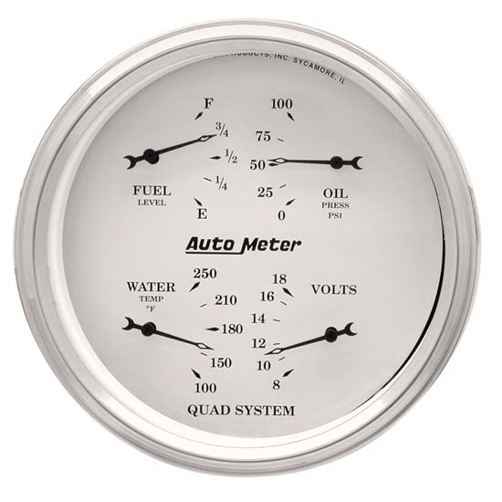 Auto Meter 1610 Old-Tyme White Air-Core Electric Quad Gauge, 5 Inch