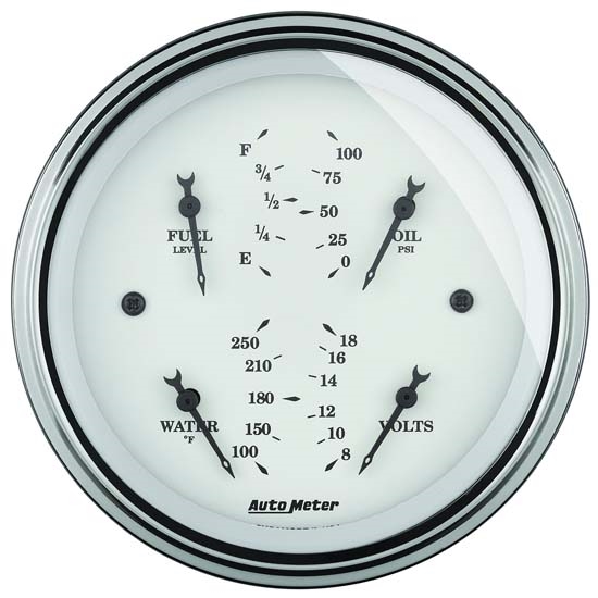 Auto Meter 1614 Old-Tyme White Air-Core Electric Quad Gauge, 3-3/8