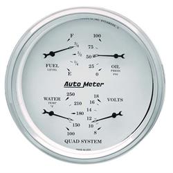 AutoMeter 1619 Old-Tyme White Air-Core Electric Quad Gauge,5 Inch