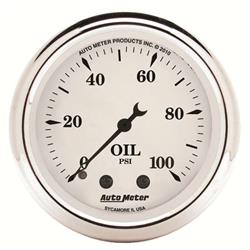 AutoMeter 1621 Old-Tyme White Mechanical Oil Press. Gauge