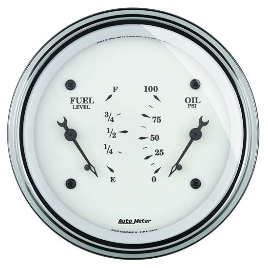 Auto Meter 1624 Old-Tyme White Air-Core Electric Dual Gauge, 3-3/8