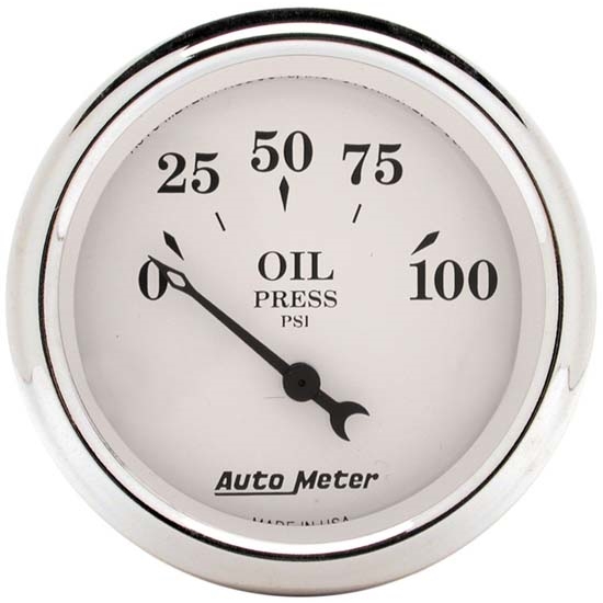 Auto Meter 1628 Old-Tyme White Air-Core Electric Oil Pressure Gauge