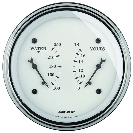 Auto Meter 1630 Old-Tyme White Air-Core Electric Dual Gauge, 3-3/8