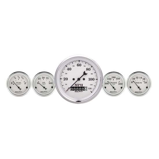 Auto Meter 1640 Old-Tyme White 5 Piece Gauge Set, Electric