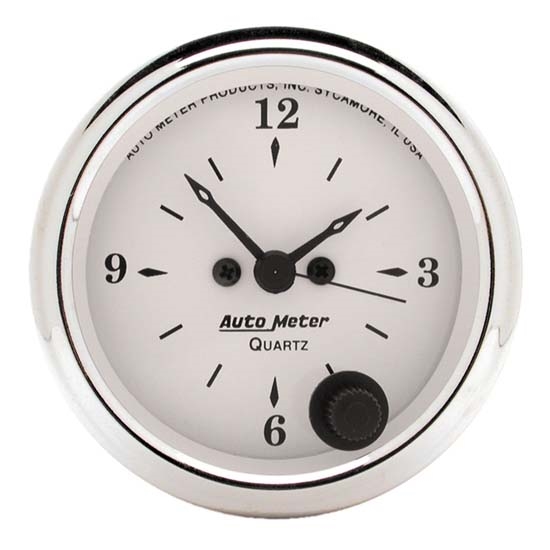 Auto Meter 1686 Old-Tyme White Quartz Clock Gauge, 2-1/16 Inch