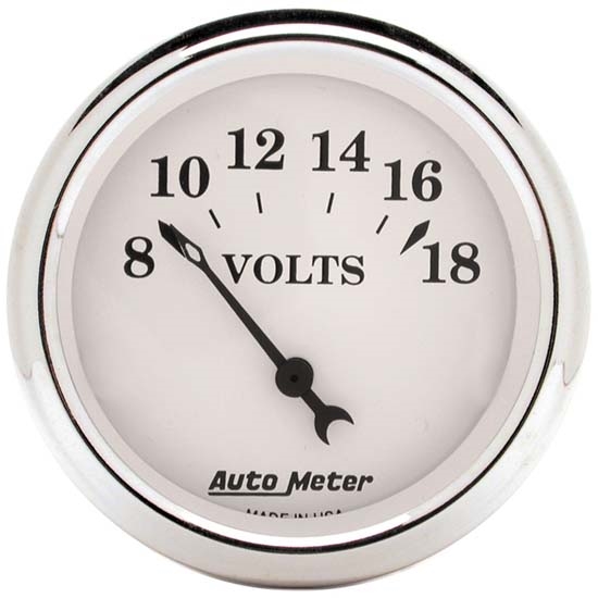 AutoMeter 1692 Old-Tyme White Air-Core Voltmeter Gauge, 2-1/16