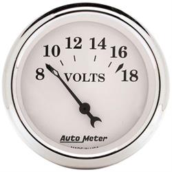 AutoMeter 1692 Old-Tyme White Air-Core Voltmeter Gauge, 2-1/16