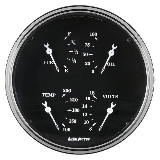 Auto Meter 1710 Old Tyme Black, 5" Quad Gauge