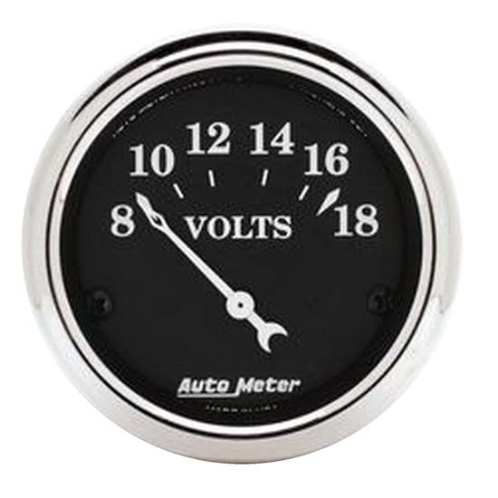 Auto Meter 1791 Old Tyme Black Air-Core Voltmeter Gauge, 2-1/16 Inch