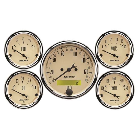 Auto Meter 1809-M Antique Beige 5 Piece Gauge Kit