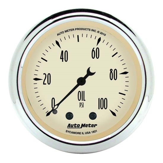 Auto Meter 1821 Antique Beige Mechanical Oil Pressure Gauge