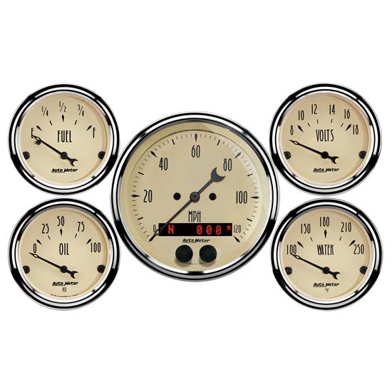 AutoMeter 1850 Antique Beige 5 Piece GPS Gauge Kit