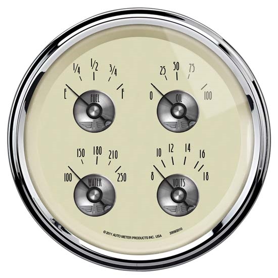Auto Meter 2009 Prestige Antique Ivory Air-Core Quad Gauge, 5 Inch