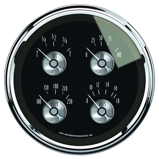 Auto Meter 2011 Prestige Black Diamond Air-Core Quad Gauge, 5 Inch