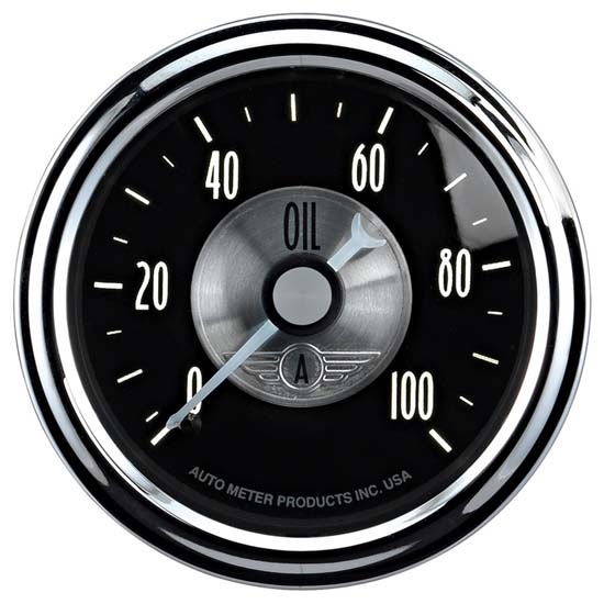AutoMeter 2022 Prestige Black Diamond Mechanical Oil Press. Gauge