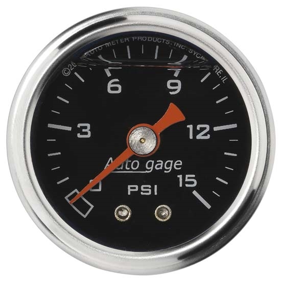 Auto Meter 2172 Auto Gage Mechanical Pressure Gauge, 1-1/2 Inch, 0-15