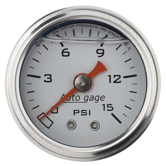 Auto Meter 2175 Auto Gage Mechanical Pressure Gauge, 1-1/2 Inch, 0-15