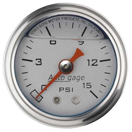 Auto Meter 2178 Auto Gage Mechanical Pressure Gauge, 1-1/2 Inch, 0-15