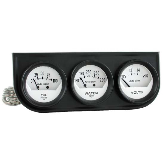 Auto Meter 2324 Auto Gage Mechanical 3 Gauge Console, Oil/Water/Volt