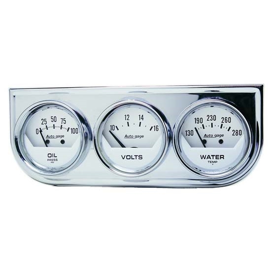 Auto Meter 2325 Auto Gage Mechanical 3 Gauge Console, Oil/Water/Volt