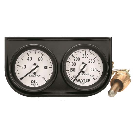 Auto Meter 2326 Auto Gage Mechanical 2 Gauge Console, Oil/Water