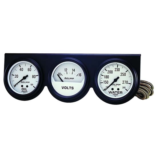 Auto Meter 2328 Auto Gage Mechanical 3 Gauge Console, Oil/Water/Volt