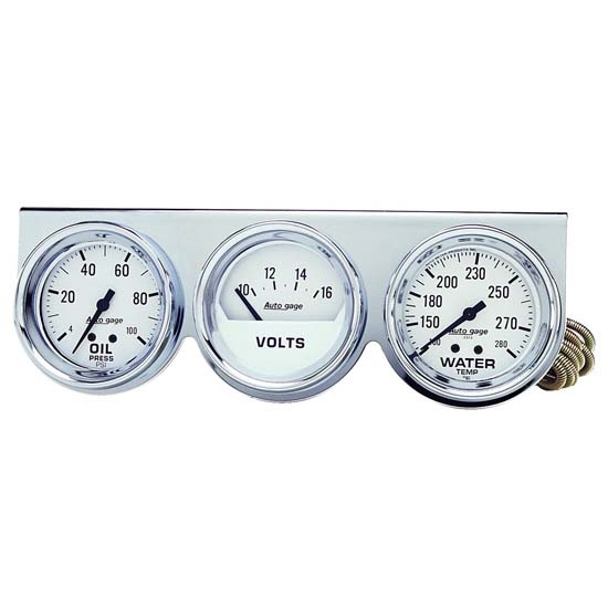 Auto Meter 2329 Auto Gage Mechanical 3 Gauge Console, Oil/Water/Volt
