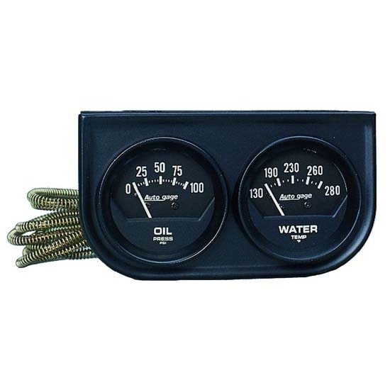 Auto Meter 2345 Auto Gage Mechanical 2 Gauge Console, Oil/Water